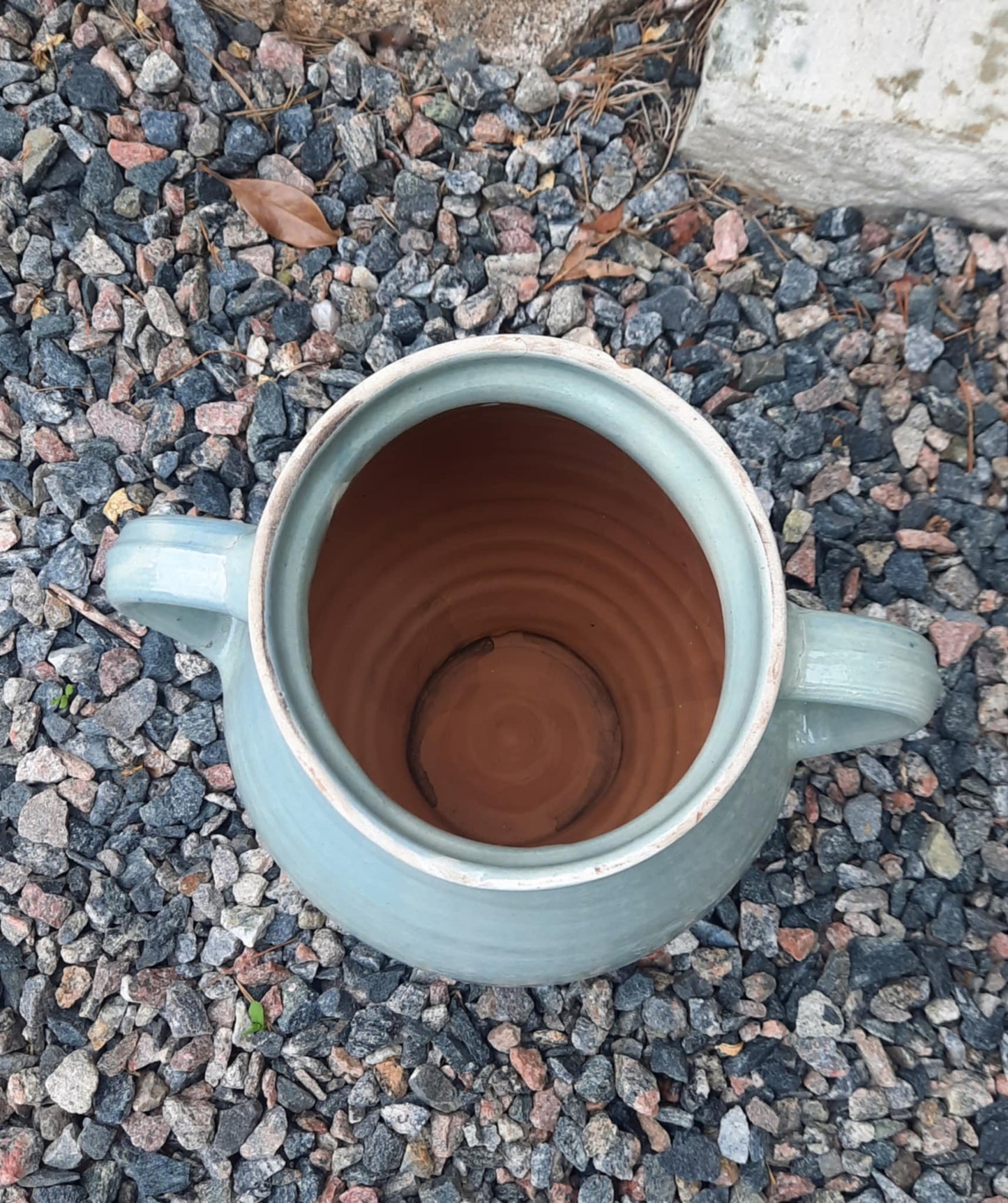 Lys blå keramikk krukke #2#