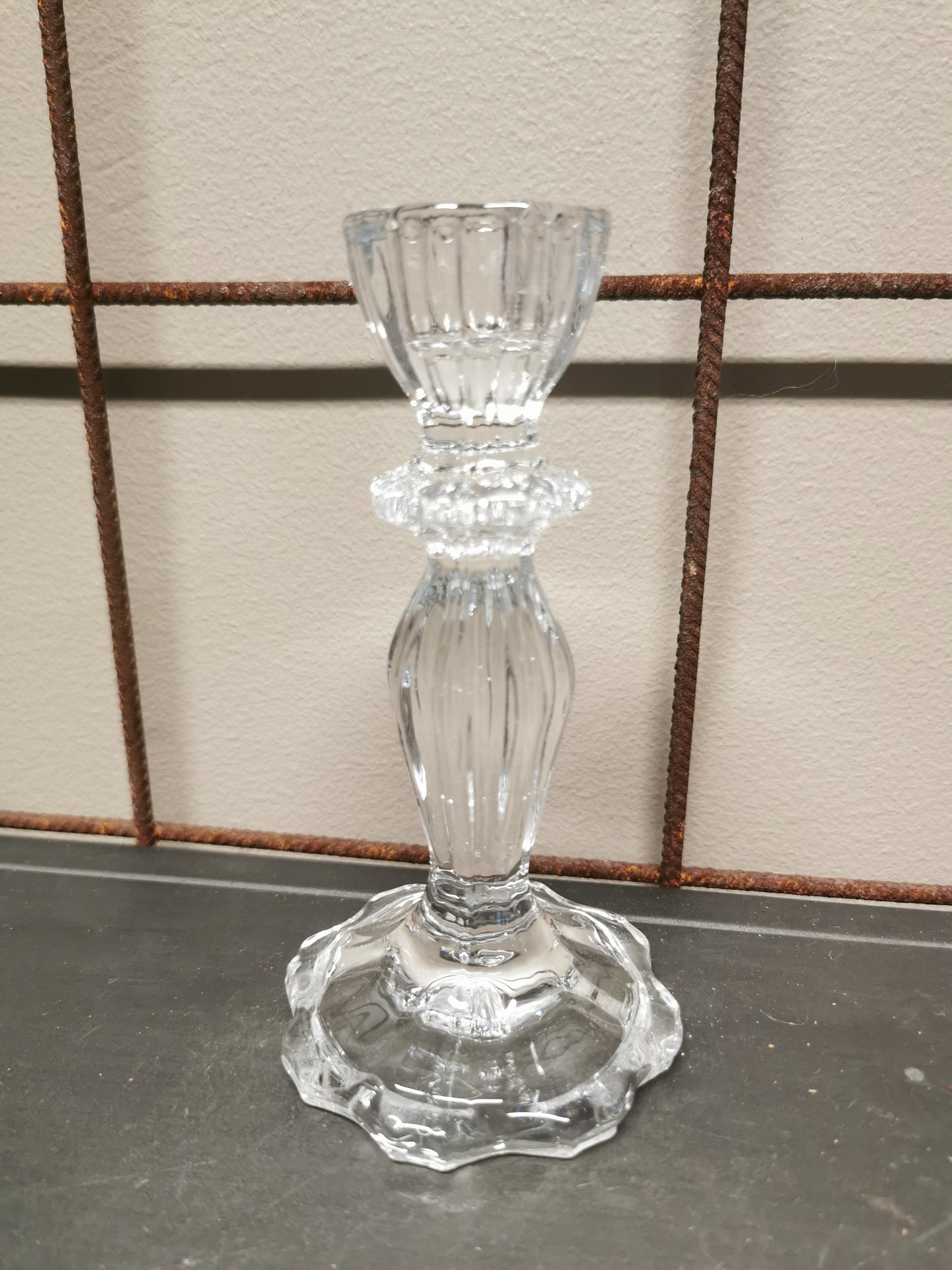 Lysestake i glass h 15,5cm d 8cm