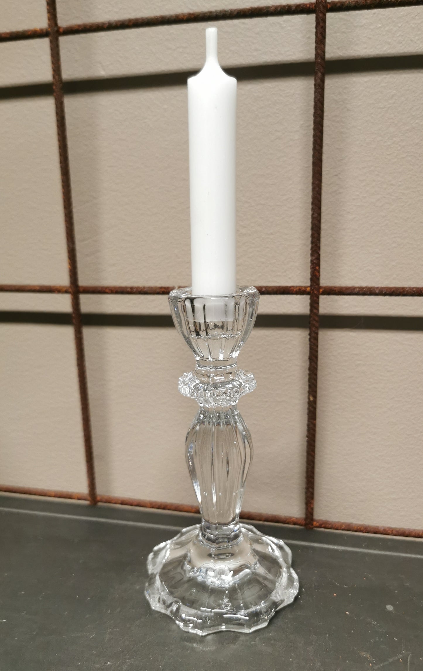 Lysestake i glass h 15,5cm d 8cm
