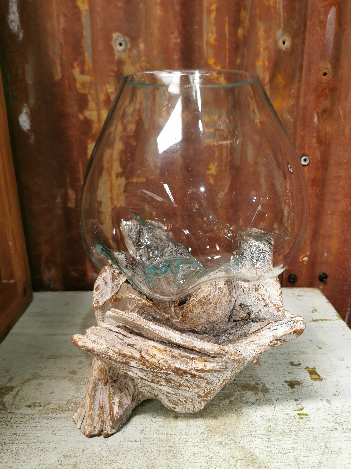 Rustikk vase/glassbolle på rot #4