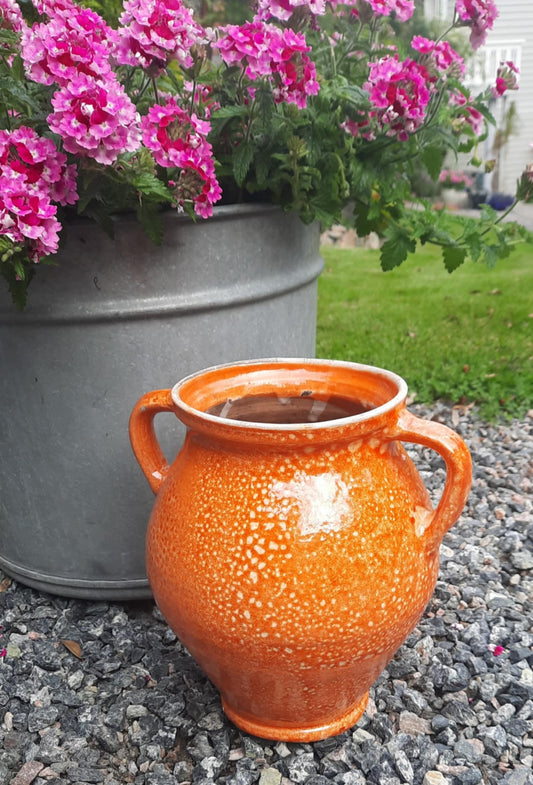 Frisk Orangefarget keramikk krukke. #4#