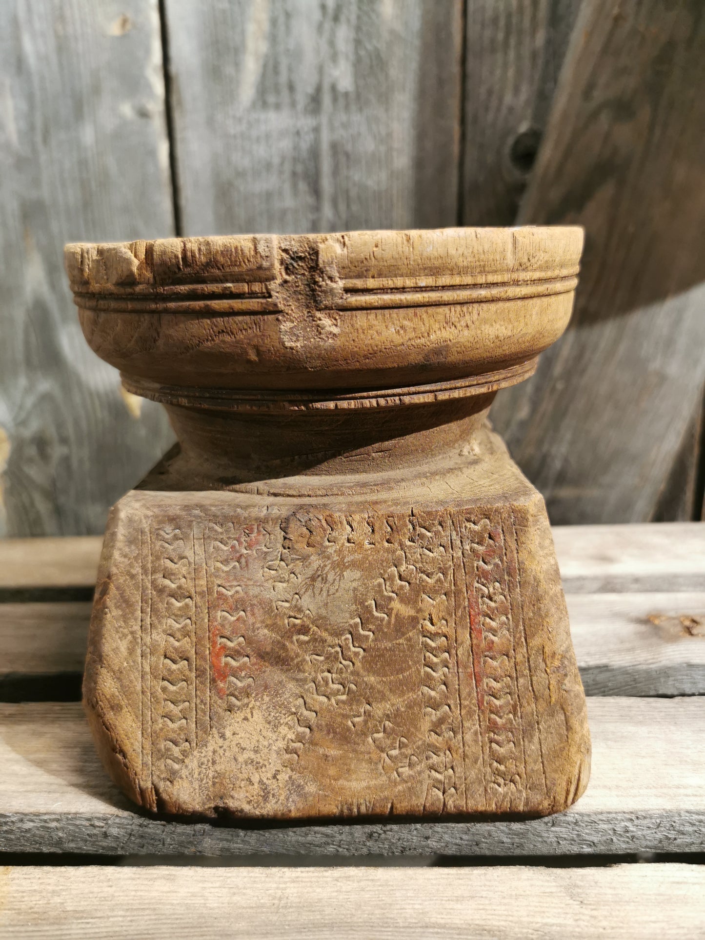 Kubbe Lysestake i tre H 13,5cm d oppe14cm d nede 12x15cm. Nr1.