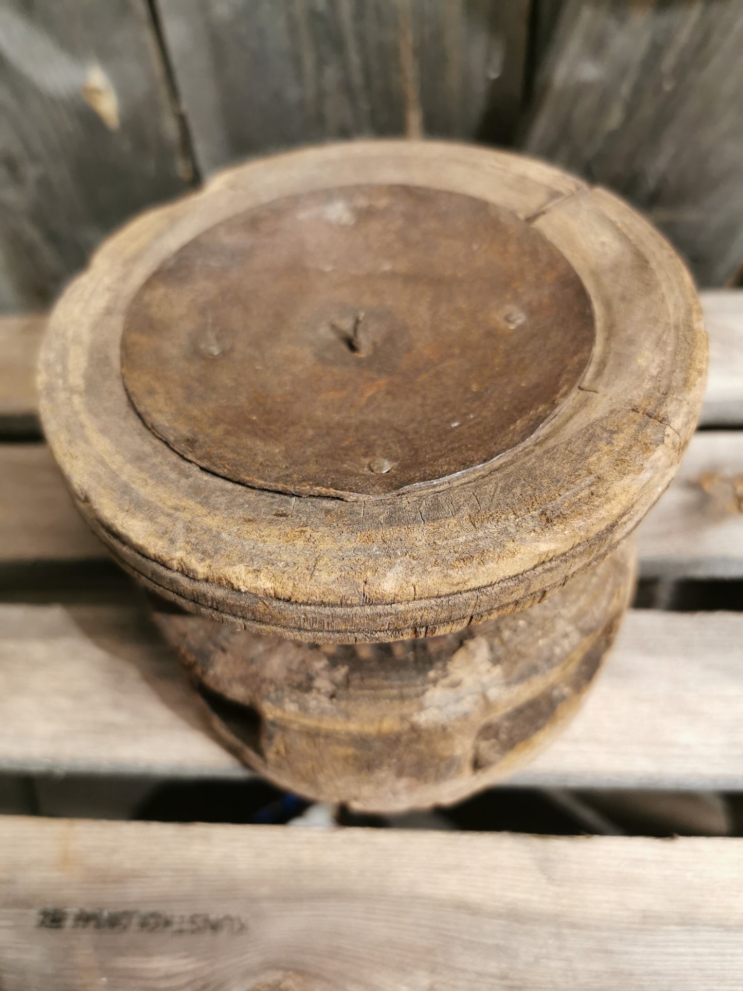Kubbe lysestake i tre H 11cm d 13cm. Nr3
